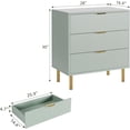 thumbnail image 6 of 3 Drawer Dresser for Bedroom, Modern Wood Nightstand Chest of Drawers with Gold Metal Handles & Anti-Tipping Device for Hallway, Entryway, Green, 6 of 6