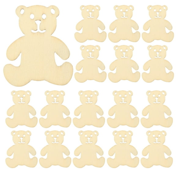 Homoyoyo DIY Bear Ornaments Unfinished Wood Animal Ornament 40Pcs