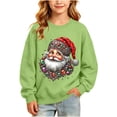 thumbnail image 3 of Falkdiz Sweatshirts for Girls Crew Neck Warm Inner Thin Pullover Christmas Crew Neck Long Sleeve Gifts Hoilday Girls Tops Graphic , Green , Size: 170, 3 of 9