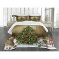 thumbnail image 3 of Ambesonne Christmas Quilted Bedspread Set 3 Pcs, Pine Tree Presents, Queen Size, Multicolor, 3 of 5