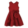 thumbnail image 3 of LiiYii Kids Girls Sleeveless Satin Party Formal Gowns Flower Girl Dress Wedding Junior Bridesmaid Dress Burgundy 8, 3 of 6