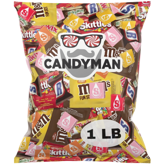 CANDYMAN Bulk Assorted Candy Variety Pack, Individually Wrapped Chocolate & Candy, 1lb Party Bag for Holidays, Office Snacks & Gifting