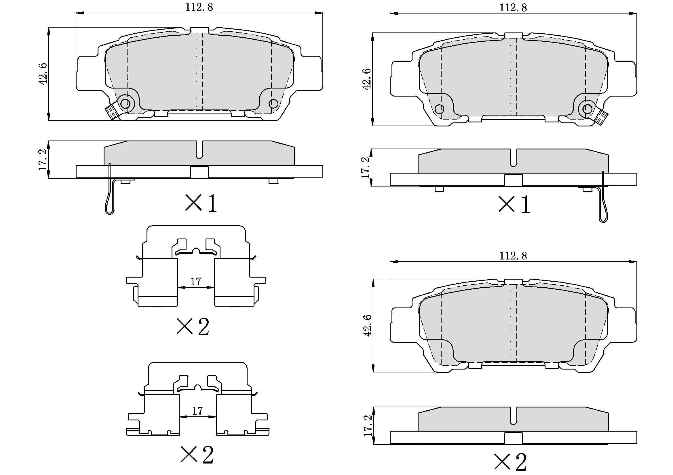 UltraHC 700 Brake Pad Set, Rear HC7.0995.0.C, Toyota Sienna 2010-2004
