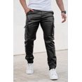 thumbnail image 2 of Pantalones cargo GINGTTO Slim Fit de piel para hombre, color negro, 2 of 6