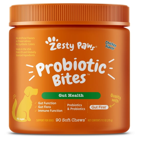 Zesty Paws Probiotic Bites Chicken Flavor Dog Supplement, 90 Count