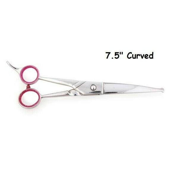 Professional Dog Grooming Shears Ball Tip Straight Curved Choose 7.5" or 8.5" (7.5" Curved)