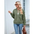 thumbnail image 3 of Womens Jacket Coat Casual Stand Collar Zip Up Fall Fashion Jackets Outfits with Pockets  Green XXL, 3 of 8