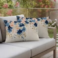 thumbnail image 4 of Spring Flowers Pillow Covers 2 Pack Vintage Watercolor Pink Blue Floral Gold Leaf Linen Texture Pillowcase Waterproof Outdoor Throw Pillow Cover for Patio Balcony Rectangular Cushion 20”x12”, 4 of 9