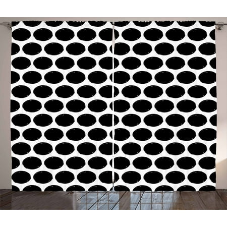 Dots Curtains 2 Panels Set Brush Stroke Paint Hipster Theme Dots