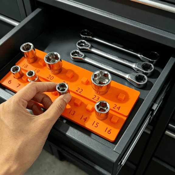 3/8 Inch Drive Magnetic SAE Socket Organizer, Socket Holder for 1/4" to 1" Sockets, Strong Magnetic Tool Storage Rack