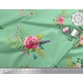 thumbnail image 2 of Soimoi Poly Georgette Fabric Leaves & Anemone Flower Print Sewing Fabric Yard 42 Inch Wide, 2 of 3