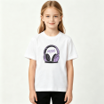 thumbnail image 2 of Music Headphone Girls Graphic Tee, Cute Purple Dj Gamer 100% Cotton Kids Short Sleeve T-Shirt, 2 of 5