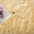 thumbnail image 6 of Latepis Sheepskin Rug 4x6, Washable Faux Fur Rug for Living Room,Teen Room Decor, Boho Rug, Light Yellow, Rectangle, 6 of 7