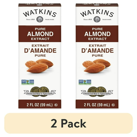 (2 pack) Watkins Pure Almond Extract, 2 fl oz (Liquid, Ambient, Plastic Container) pack of 1