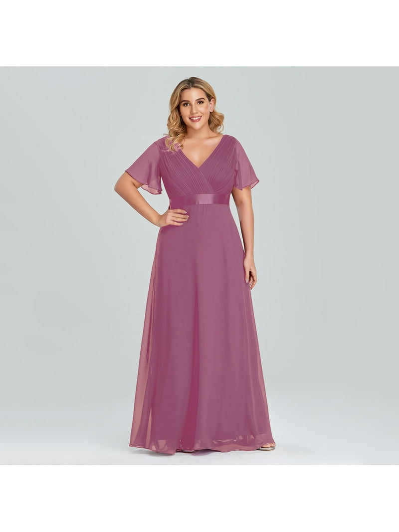 strapless open back dress Plus Size Evening Dresses Ever Pretty EP09890 Elegant V-Neck Ruffles C   Madonna Donorza