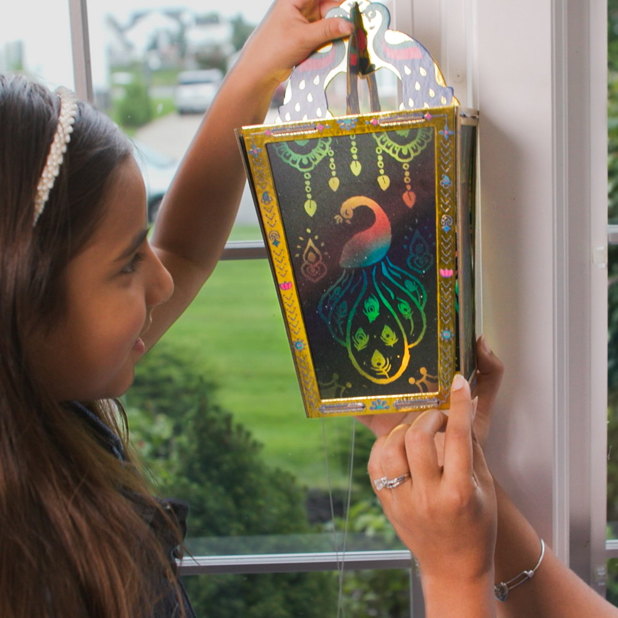 Kulture Khazana: Rangoli Mandala Scratch Art Lantern - DIY Craft Kit, LED Candle, 12" Tall, India & South Asian Culture Activity Kit, Kids Ages 6+