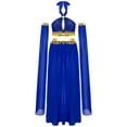 thumbnail image 4 of Zaldita Womens Belly Dance Dress Set Halter Crop Top Chiffon Skirt with Removable Sleeves Carnival Outfit Blue S, 4 of 5