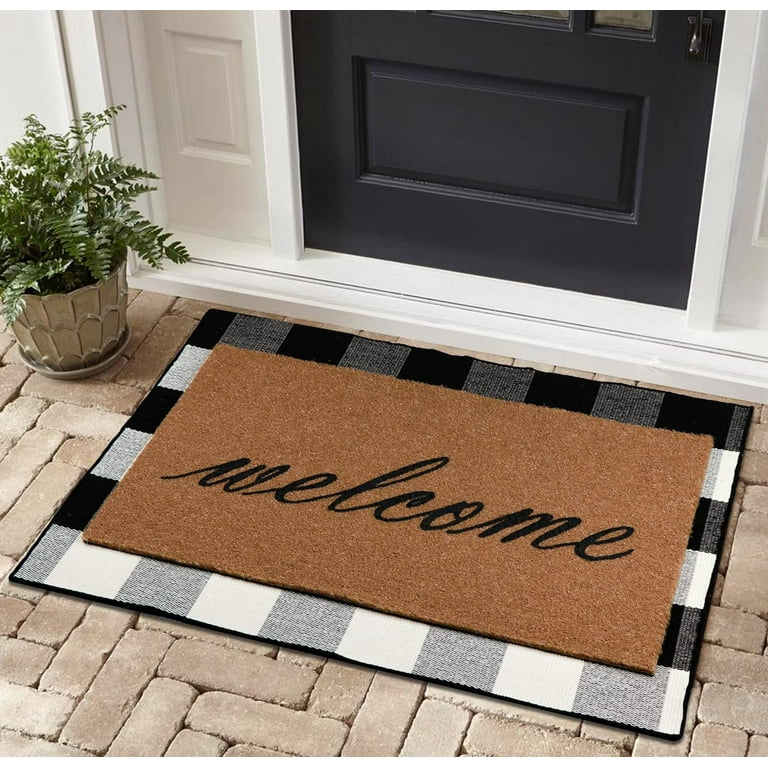 Barnyard Designs 'Welcome' Doormat Welcome Mat for Outdoors, Large Front  Door Entrance Mat, 30x17, Grey
