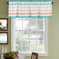 thumbnail image 4 of Teal Pink Striped Valances for Windows, Decorative Rod Pocket Window Valance Curtains, Farmhouse Stripes Simple Art Short Curtain Drapes for Kitchen/Bathroom/Living Room, 2 Panels, 54" W x 18" L, 4 of 8