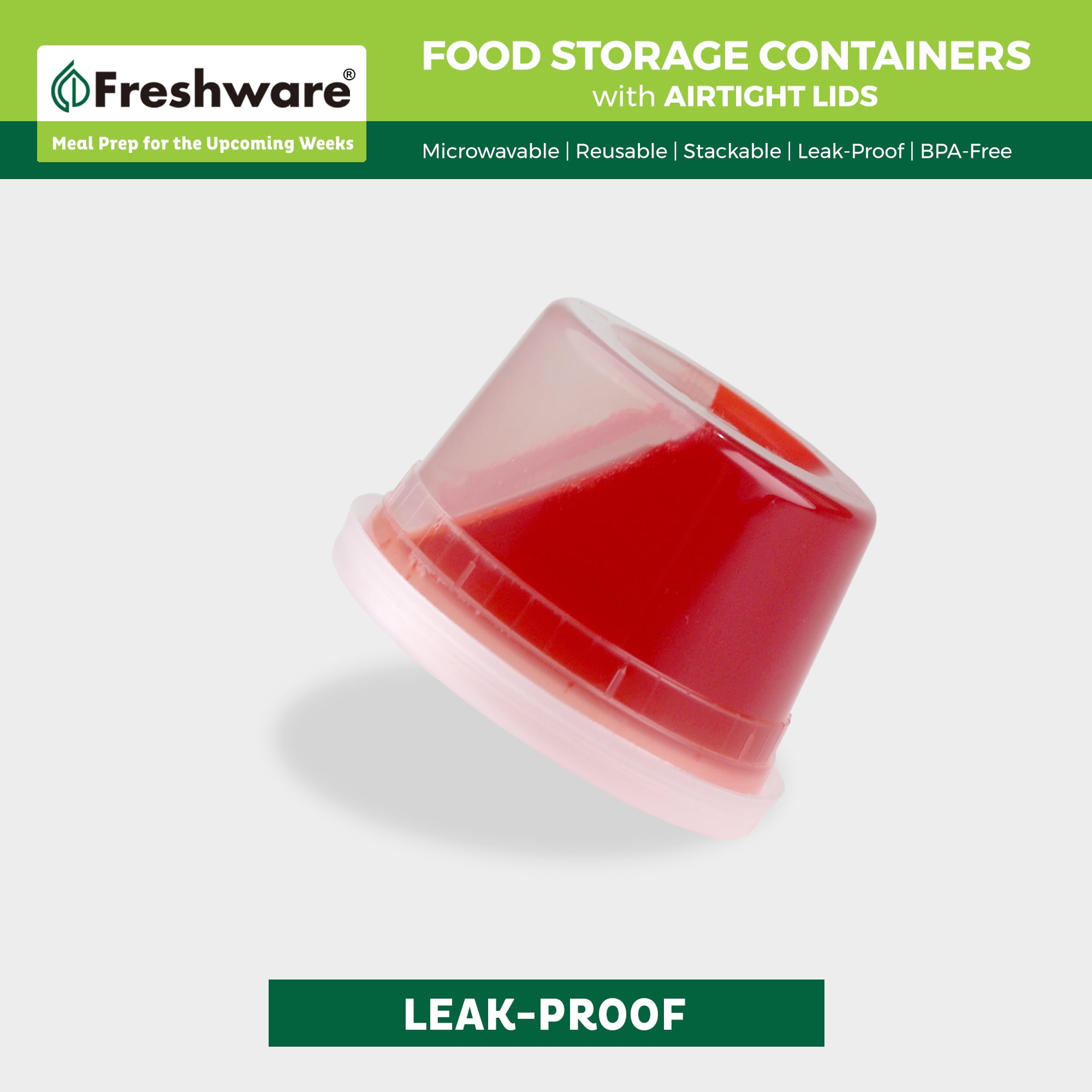 Freshware Food Storage Containers Plastic Deli Containers with Lids, Slime, Soup, Meal Prep Containers | BPA Free | Stackable | Leakproof | Microwave/Dishwasher/Freezer Safe (16 oz, 36-Set)