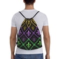 thumbnail image 2 of Kdxio Mardi Gra Geometric Print Drawstring Backpack Bag,Waterproof Draw String Back Sack, Gym Drawstring Bags Swim Bag For Unisex, 2 of 9