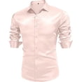thumbnail image 2 of Mens Silk Shirts Long Sleeve-Luxury Shiny Silk Satin Party Dress Shirt Button Up Casual Muscle Fit for Men(Khaki,XL), 2 of 5