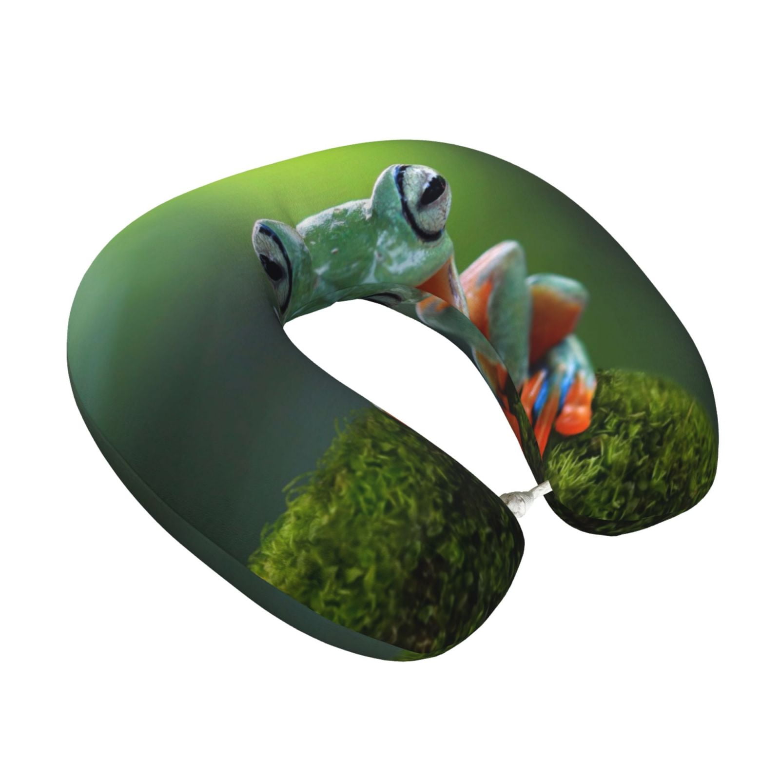 Xecao Tree Frog Print Memory Foam Cervical Neck Pillow Versatile U-Shaped Pillows for Home,Office,Camping,Travelling,Soft Washable Cover