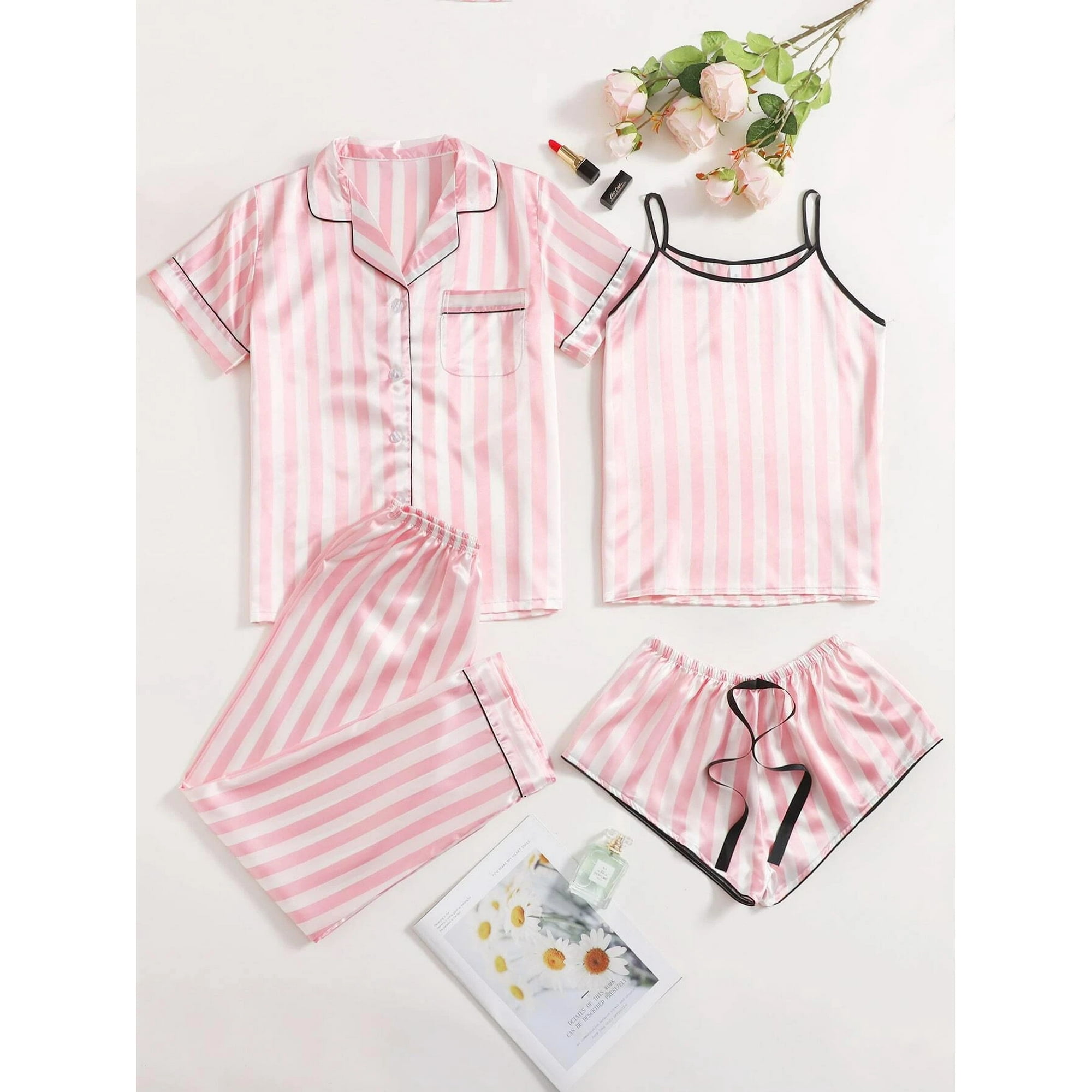 4 piece silk pajama set hotsell