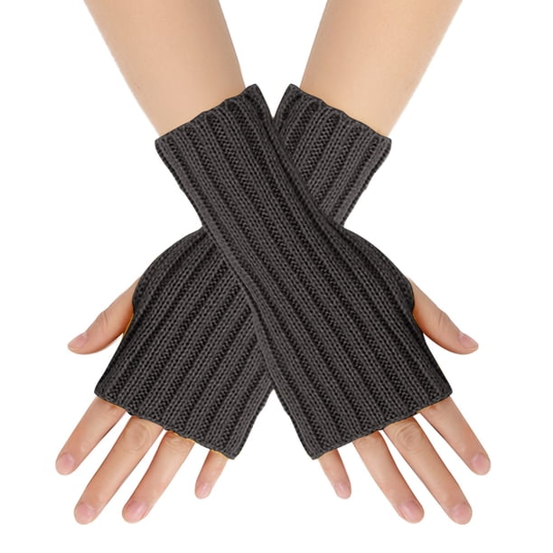 Guantes de lana para mujer, guantes con mangas rectas, guantes sin dedos, mangas falsas, guantes de punto, guantes cálidos, guantes de mujer