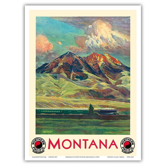 Montana - Absaroka Mountains - Northern Pacific Railway - Vintage Travel Poster by Gustav Wilhelm Krollmann c.1920s - Master Art Print (Unframed) 9in x 12in