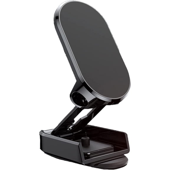 2023 New Alloy Folding Magnetic Car Phone Holder, Magnetic 360° Car Phone Holder Stand Dashboard Folding Bracket Universal (Black)