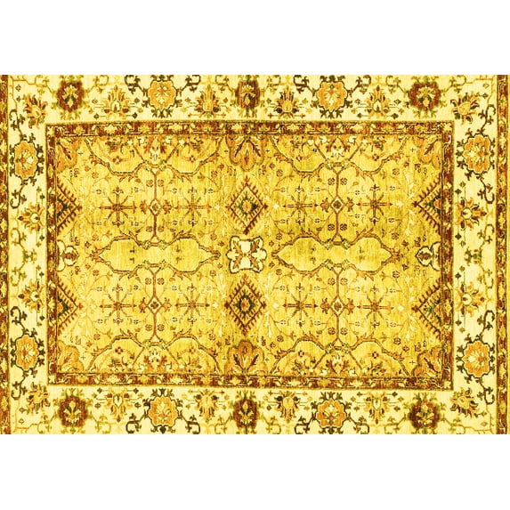 Ahgly Company Indoor Rectangle Abstract Yellow Modern Area Rugs, 2' x 4'