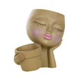 thumbnail image 1 of Maceta con forma de cara DENGXMXG macetas dobles de resina con orificio de drenaje, 1 of 5