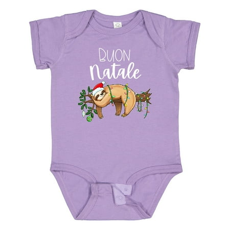 

Inktastic Buon Natale Cute Christmas Sloth in Santa Hat with Lights Gift Baby Boy or Baby Girl Bodysuit