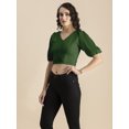 thumbnail image 5 of Moomaya Womens Solid Crop Top, V Neck Puff Sleeves Casual Summer Blouse, 5 of 8