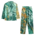 thumbnail image 4 of Yuyamidu Green Marble Print Button Pajama Set of 2 Men's Long Sleeve Night Shirt and Long Pants with Pockets Size 2XL Comfy V Neck Loungewear for Athletic Sleep Jogger, 4 of 6