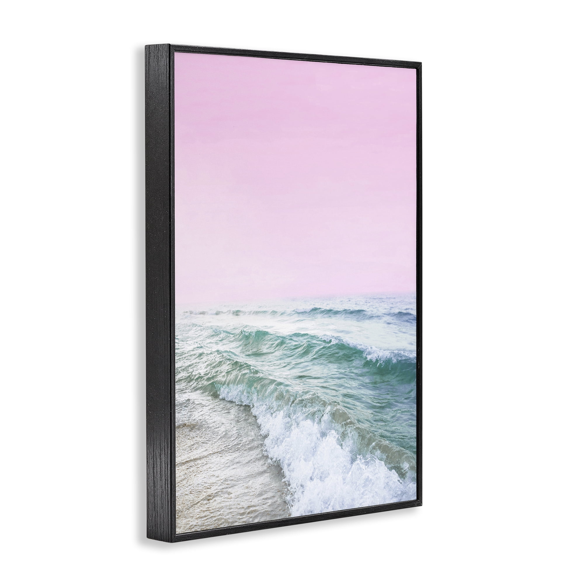 Stupell Industries Pink Winter Sea Coastal Photography Black Framed Art Print Wall Art, 12 x 18