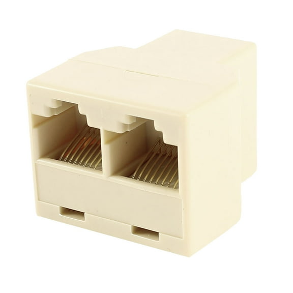 RJ45 8P8C 3 Port Female Y Shape Plug ADSL Splitter Adapter Connector Beige