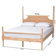 Baxton Studio Caliana Bobbin Four-Poster Platform Bed Natural Brown King