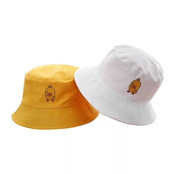 Aellinatey Unisex Yellow Duck Embroidered Bucket Hat Reversible Sunscreen Fisherman Cap