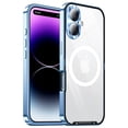 thumbnail image 3 of Plating Matte for iPhone 16 Case, [Drop Protection] [Anti-Fingerprint] Silky Touch Hard PC Back with Non-Slip Metal Edge, Shockproof Case for iPhone 16, Blue, 3 of 12