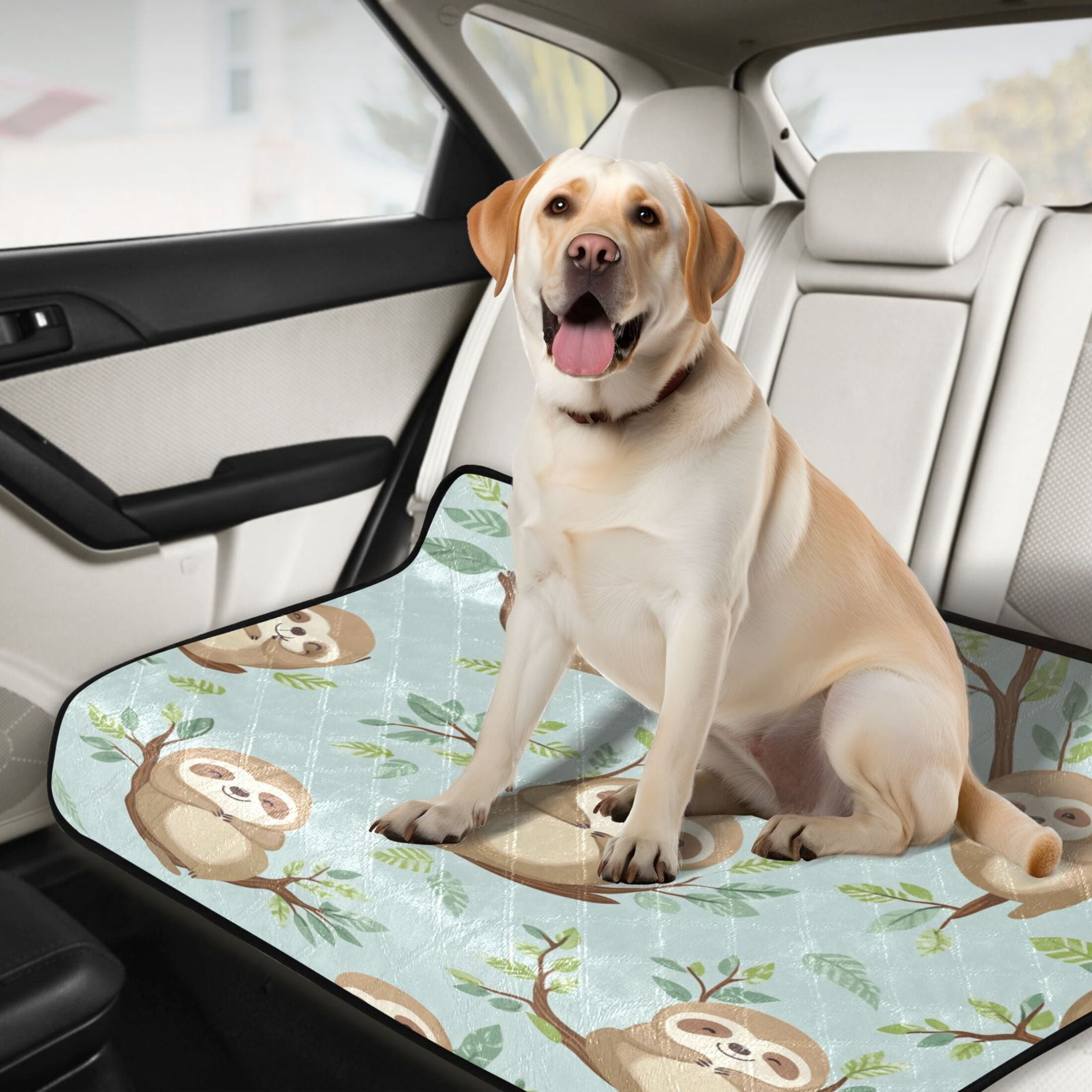 Qxltty Cute Sloth Sitting on Tree Pattern Cat litter Pads Pet Set of 3 Diaper Mats Center Anti-leakage Layer Absorbent Soft and Comfortable