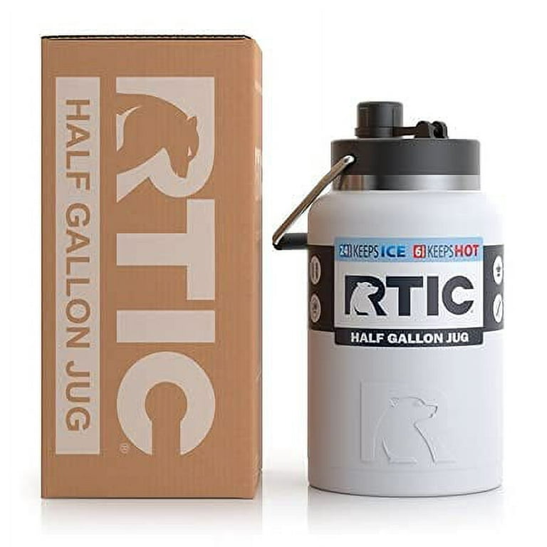 RTIC Jug with Handle, Half Gallon, Stainless Steel, Large Double Vacuum  Insulated Water Bottle, Stainless Steel Thermos for Hot & Cold Drinks,  Sweat