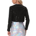 thumbnail image 3 of INSPIRE CHIC Boléro Court Scintillant à Paillettes pour Femme, Ouvert à L'Avant, L Noir, 3 of 6