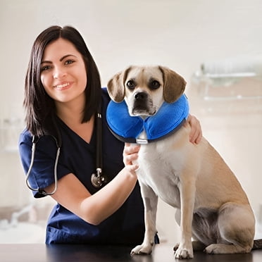 Protective Inflatable Collar for Dogs and Cats - Soft Pet Recovery Collar Does Not Block Vision E-Collar, Medium
