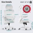 thumbnail image 2 of Silla de oficina TRALT, escritorio ergonómico, 150 kg, con ruedas, color blanco, 2 of 7