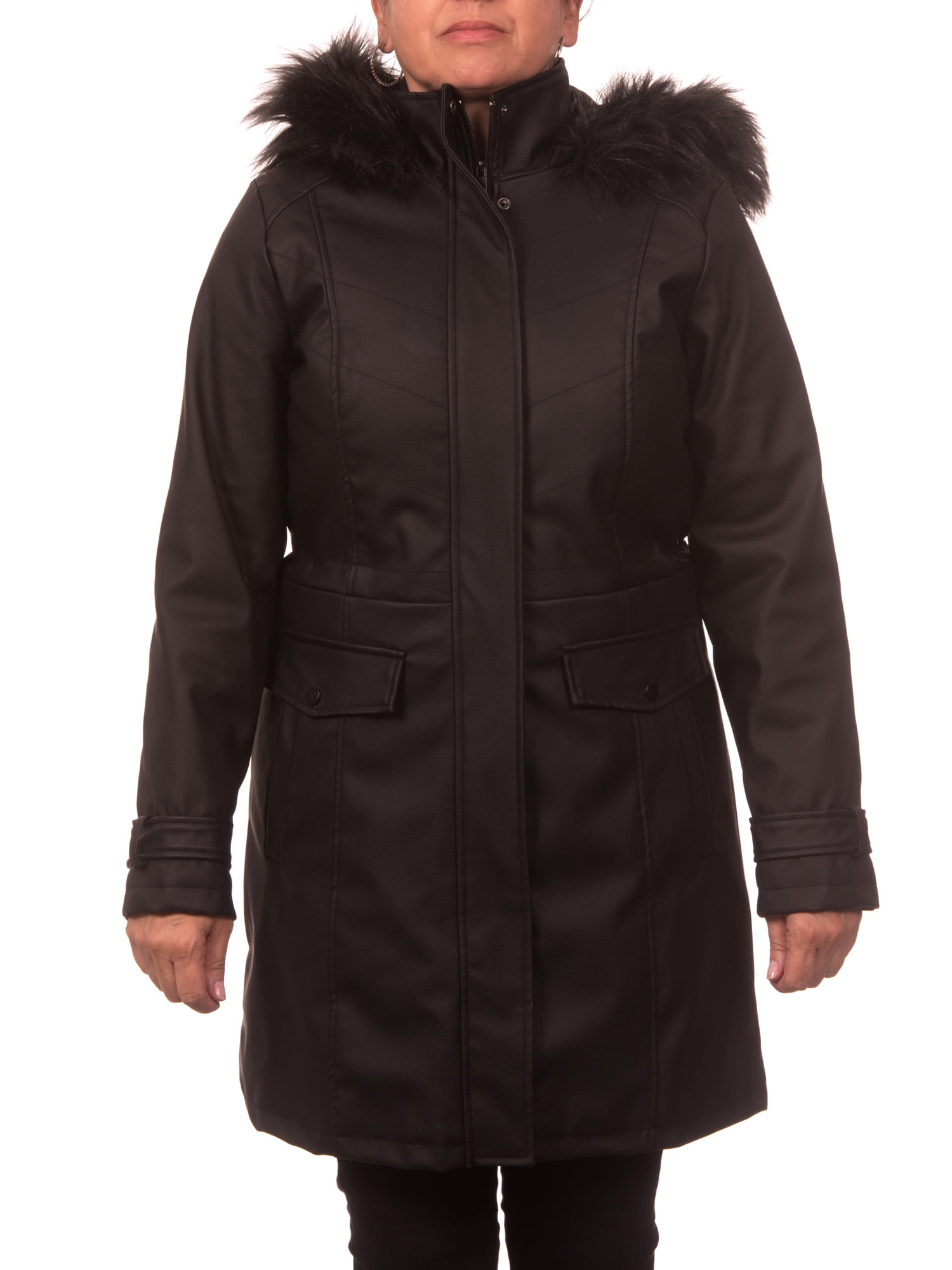 faux leather anorak