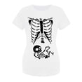 thumbnail image 1 of Hauts de Maternité d'Halloween pour Femmes, T-Shirt de Grossesse Amusant à Imprimé Squelette, Coupe Confortable Extensible, Blouse Décontractée Froncée sur le Côté pour Mamans, 1 of 3