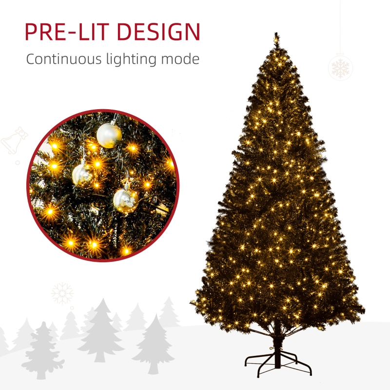 Alvantor Christmas Tree Pre-Lit with 500 Warm White Lights & 1346 Tips 42.5"x42.5"x90" 7.5ft Black