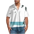 thumbnail image 2 of BiZtdJrK Lapel Shirt for Men Hawaiian Print Short Sleeve Beach Vacation Shirts Big and Tall Button Down Shirt Loose Fit Fashion Street Tops White L, 2 of 5